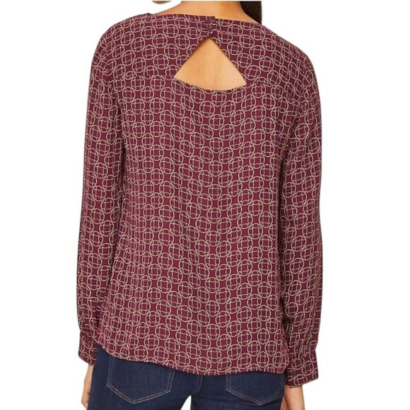 Loft Outlet Medallion Ballet Neckline Long Sleeve Relaxed Fit Blouse Size XL - Picture 2 of 10